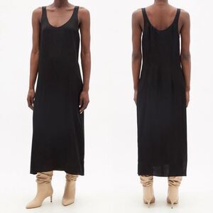 RAEY Black Cupro Slip Midi Dress NWT UK 4 US 0 Minimalist 90s Bias Cut